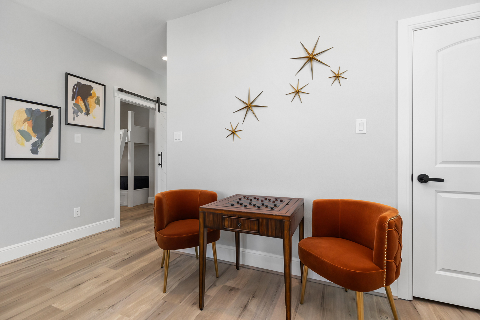 Sitting nook with checkers table